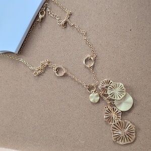 Elegant Gold Tone Long Pendant Necklace